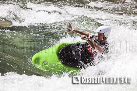 Kayaking river whitewater rapids stock photo